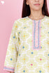 Cambric Cotton Kurta And Pant Set With Kota Dupatta In Block Print